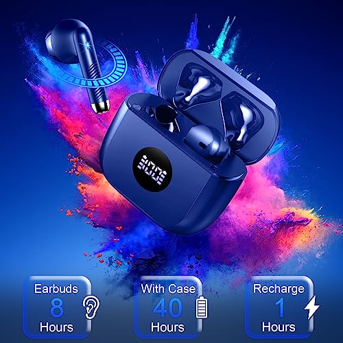 Wireless Earbuds, Bluetooth Headphones 5.4 HiFi Stereo, in Ear Earphones with ENC Noise Cancelling Mics, 40H Playback Bluetooth Earbuds with Mini Case, IP7 Waterproof Ear Buds with LED Display, USB C