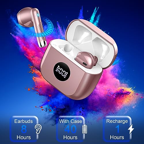 Wireless Earbuds, Bluetooth Headphones 5.4 HiFi Stereo, in Ear Earphones with ENC Noise Cancelling Mics, 40H Playback Bluetooth Earbuds with Mini Case, IP7 Waterproof Ear Buds with LED Display, USB C