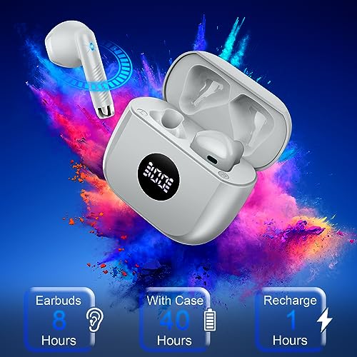 Wireless Earbuds, Bluetooth Headphones 5.4 HiFi Stereo, in Ear Earphones with ENC Noise Cancelling Mics, 40H Playback Bluetooth Earbuds with Mini Case, IP7 Waterproof Ear Buds with LED Display, USB C