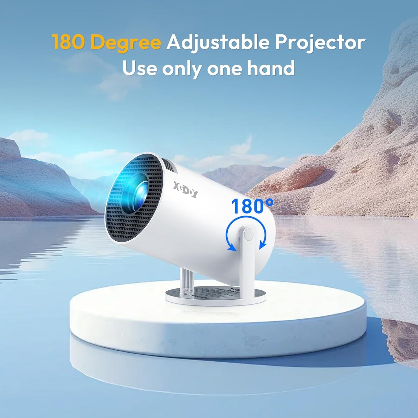 [2025 Upgraded & Android 11.0] Mini Projector Native 720P HD, Supports 4K 1080P, XGODY Gimbal 3 Portable Projector 12000 Lumen, WiFi 6, Bluetooth, Auto Keystone, Video Projector for Home Cinema