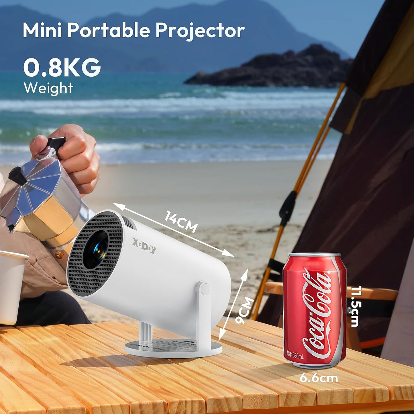 [2025 Upgraded & Android 11.0] Mini Projector Native 720P HD, Supports 4K 1080P, XGODY Gimbal 3 Portable Projector 12000 Lumen, WiFi 6, Bluetooth, Auto Keystone, Video Projector for Home Cinema