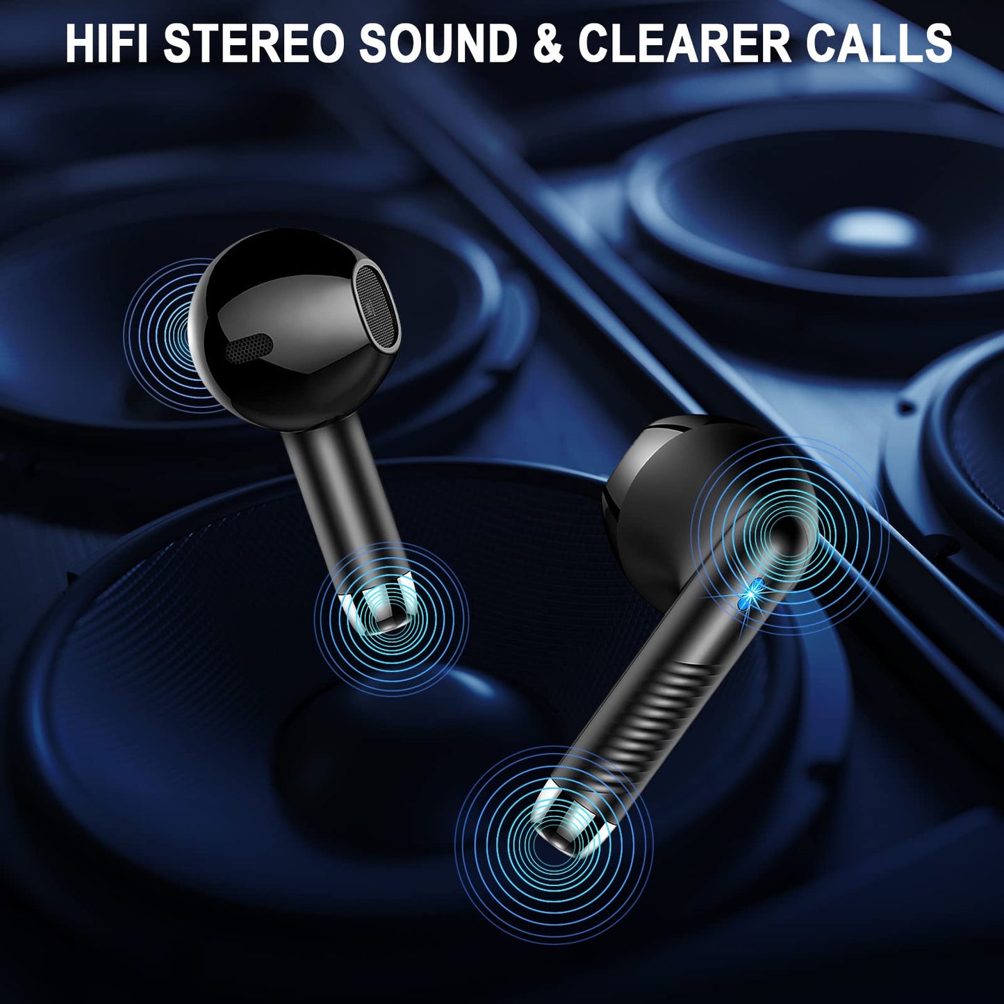 Wireless Earbuds, Bluetooth Headphones 5.4 HiFi Stereo, in Ear Earphones with ENC Noise Cancelling Mics, 40H Playback Bluetooth Earbuds with Mini Case, IP7 Waterproof Ear Buds with LED Display, USB C